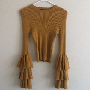 Cute Yellow top with ruffles on the arm